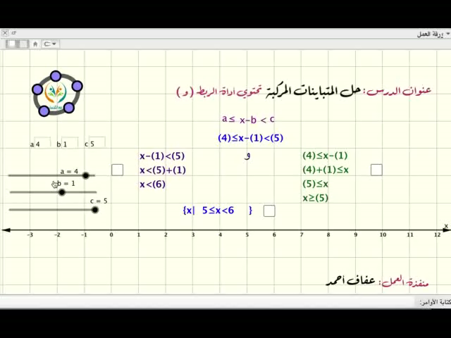 حل المتباينات المركبة تحتوي اداة الربط ( و )