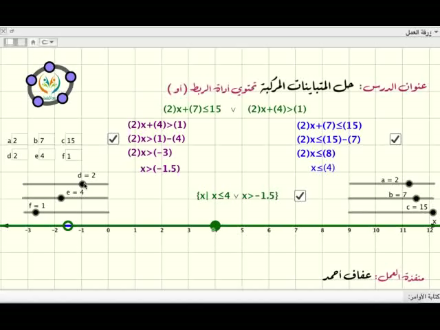 حل المتباينات المركبة تحتوي اداة الربط ( أو )