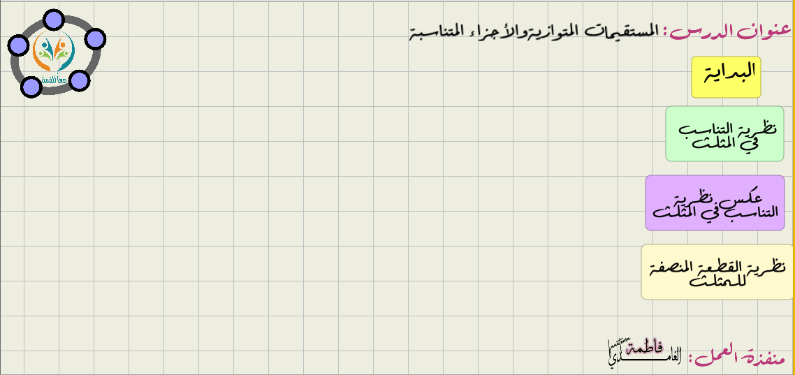 المستقيمات المتوازية والأجزاء المتناسبة 1