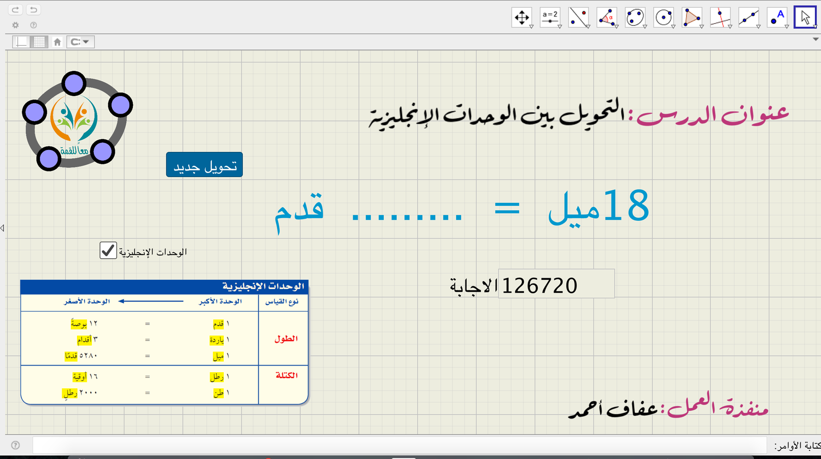 التحويل بين الوحدات الانجليزية
