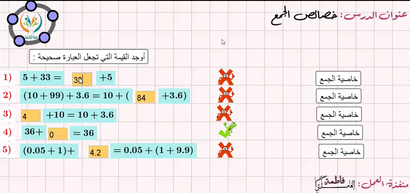 خصائص الجمع