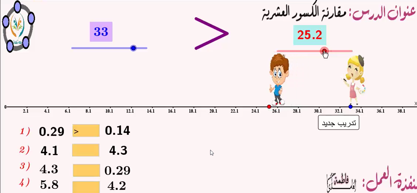 مقارنة الكسور العشرية